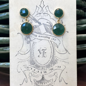 Green Chalcedony Double Drop Post Earrings