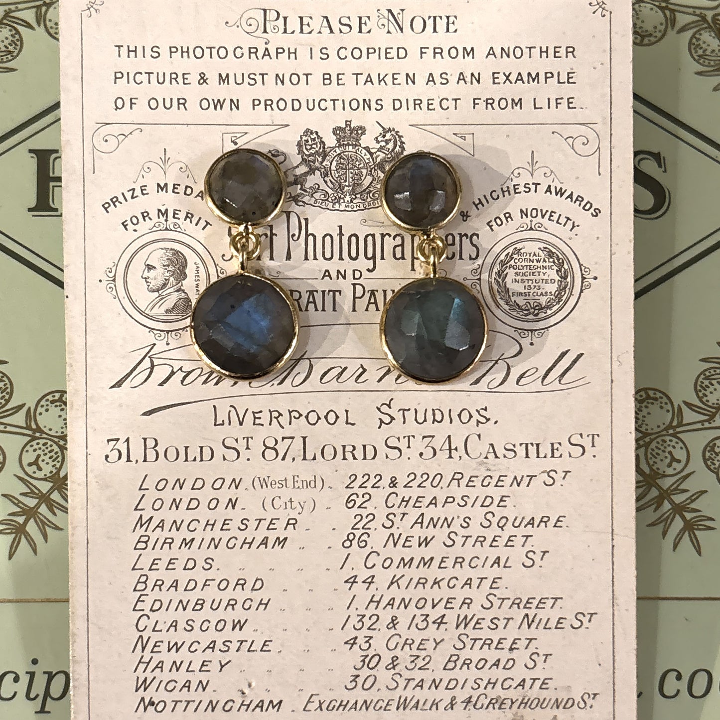Labradorite Double Drop Post Earrings