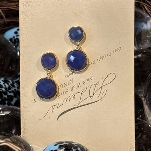 Royal Blue Chalcedony Double Drop Post Earrings