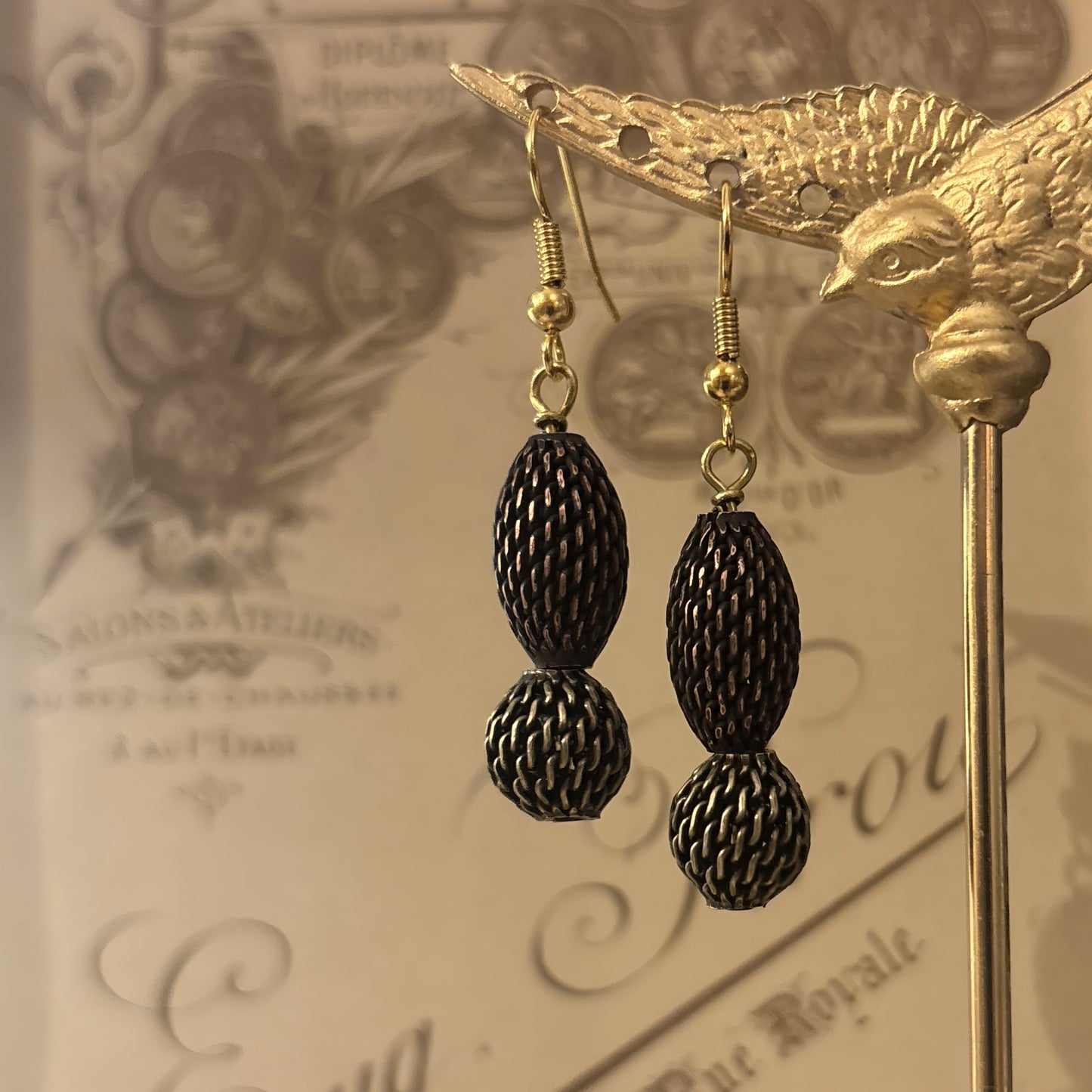 Mesh Double Stack Copper & Brass Earrings