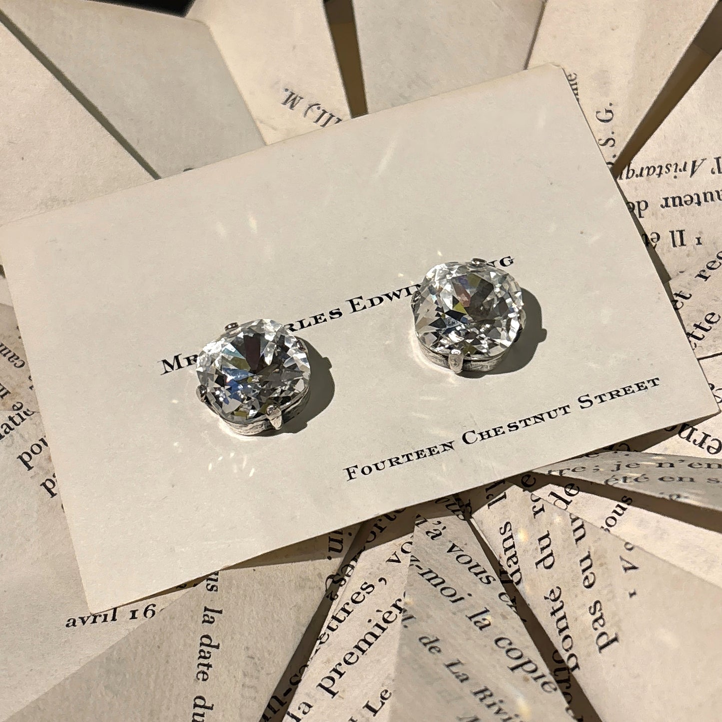 Swarovski Crystal Rhinestone Silver Post Earrings