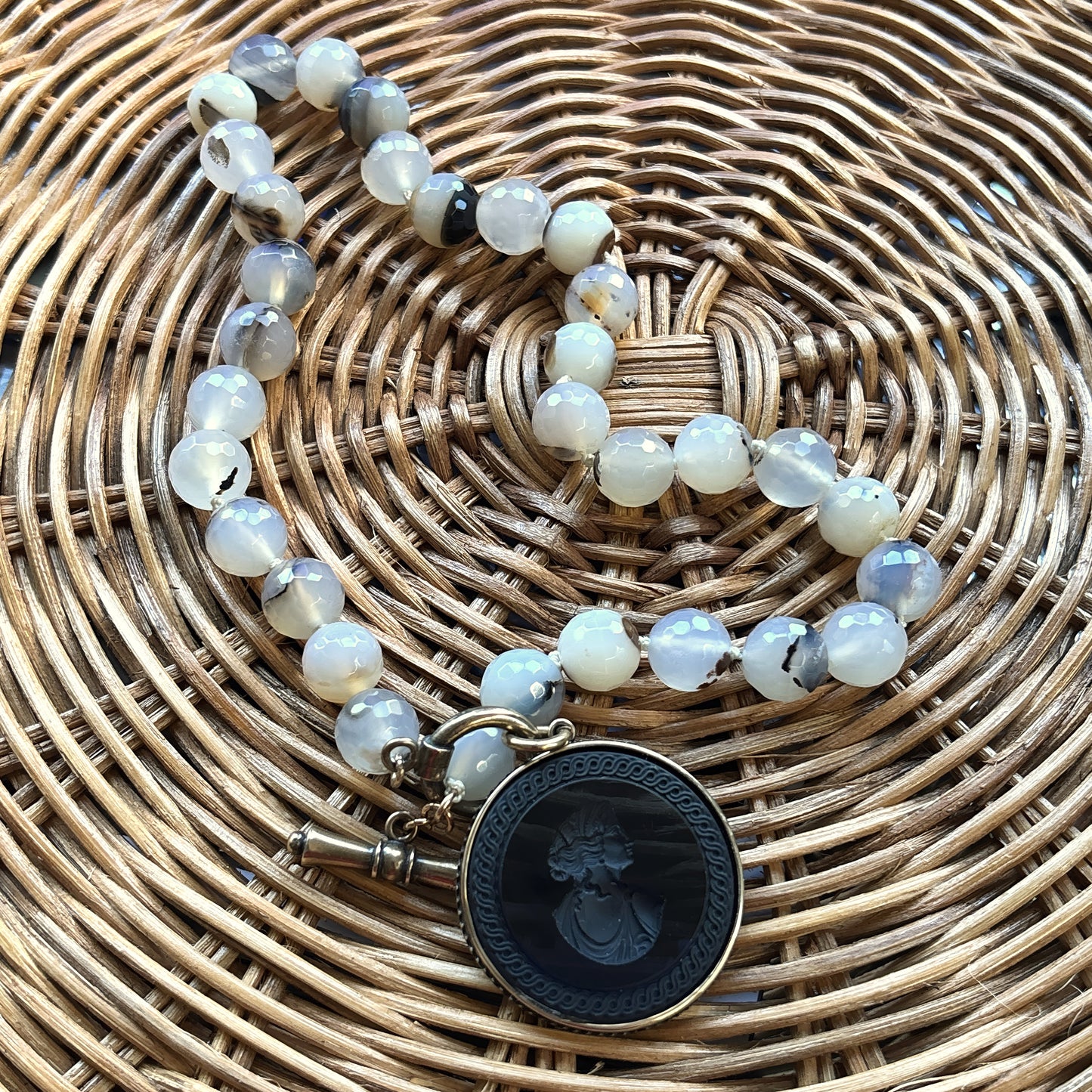 Montana Blue Intaglio with Agate Beads Necklace