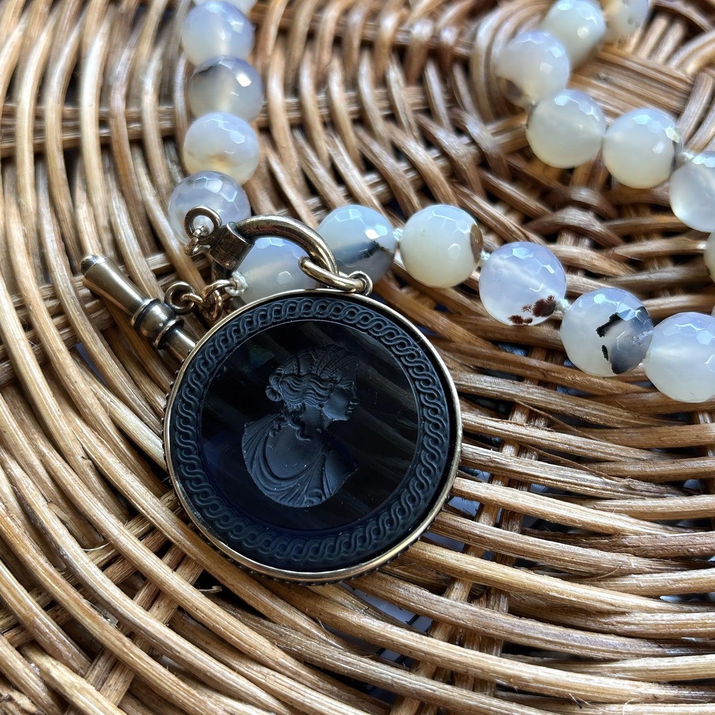 Montana Blue Intaglio with Agate Beads Necklace