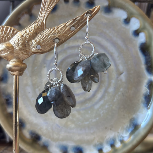 Labradorite & Sterling Silver Bubble Cluster Earrings