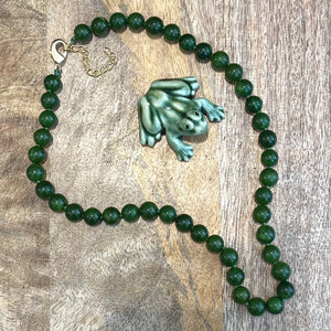 Forest Green Jade Beaded Necklace