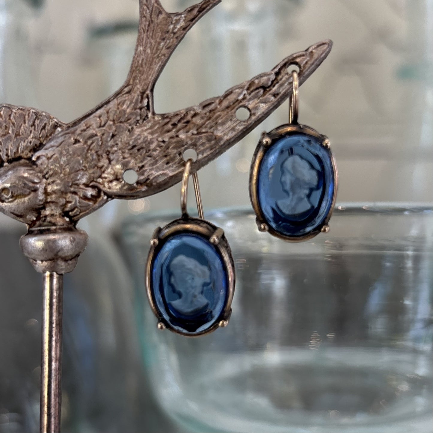 Sapphire Intaglio Earrings