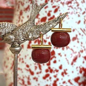 Medium Pebble Pearl Earrings, Poppy Red
