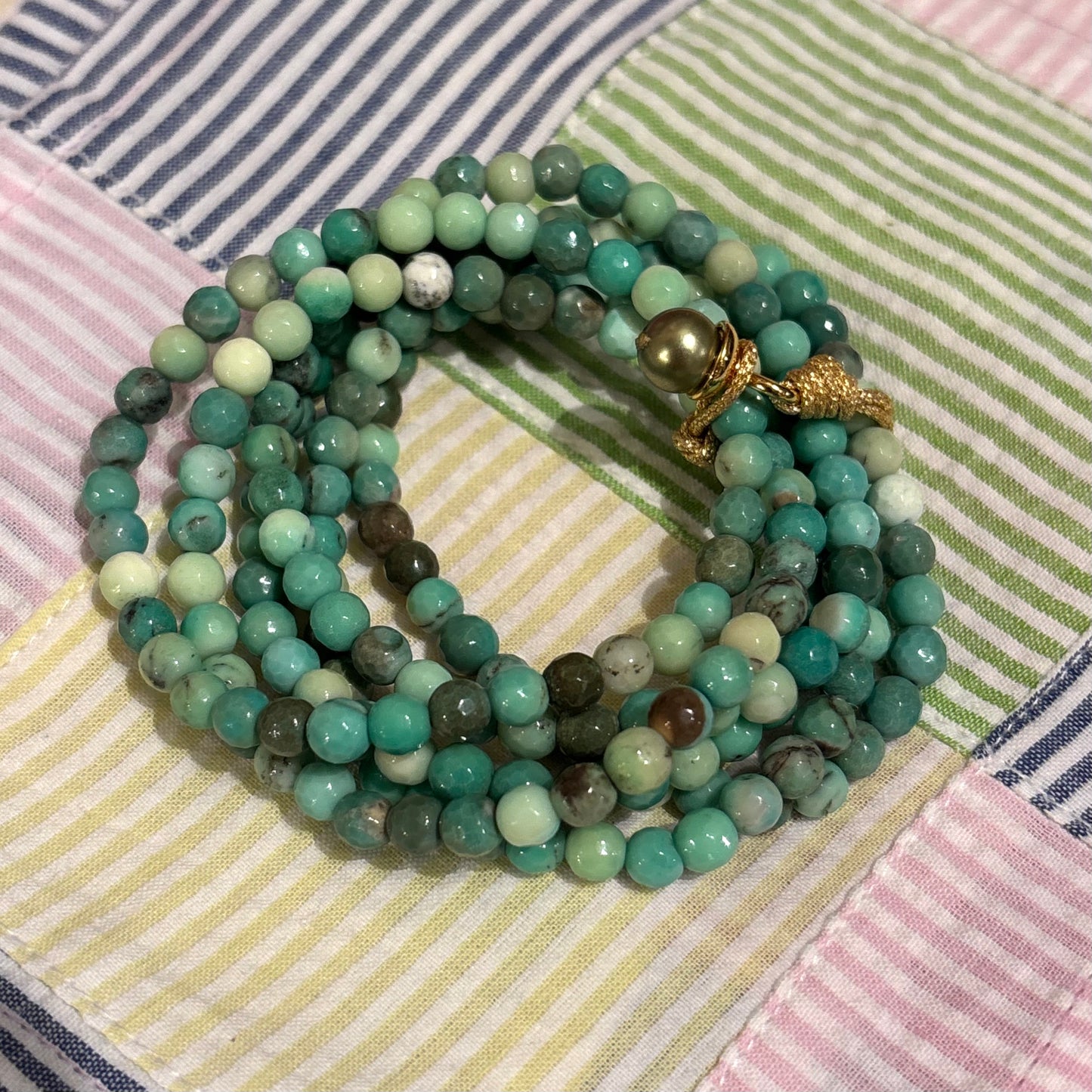Pale Greens Chrysoprase Bracelet Set