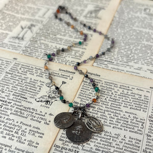 Multicolor Stone Vintage Charm Necklace #2