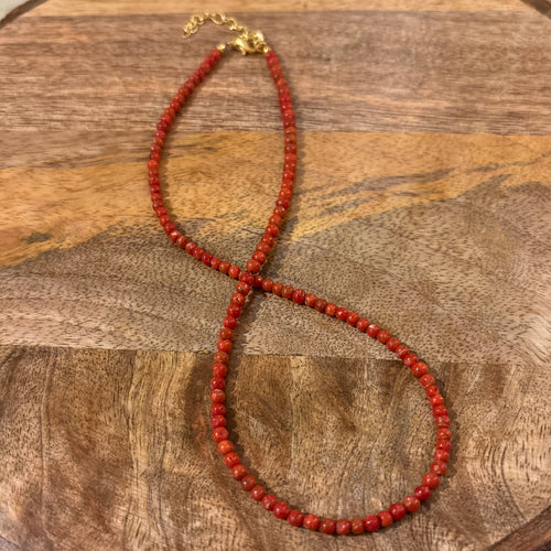 Red Italian Coral Beaded Necklace