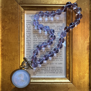 Milk Opal Intaglio with Blue Alexandrite Beads