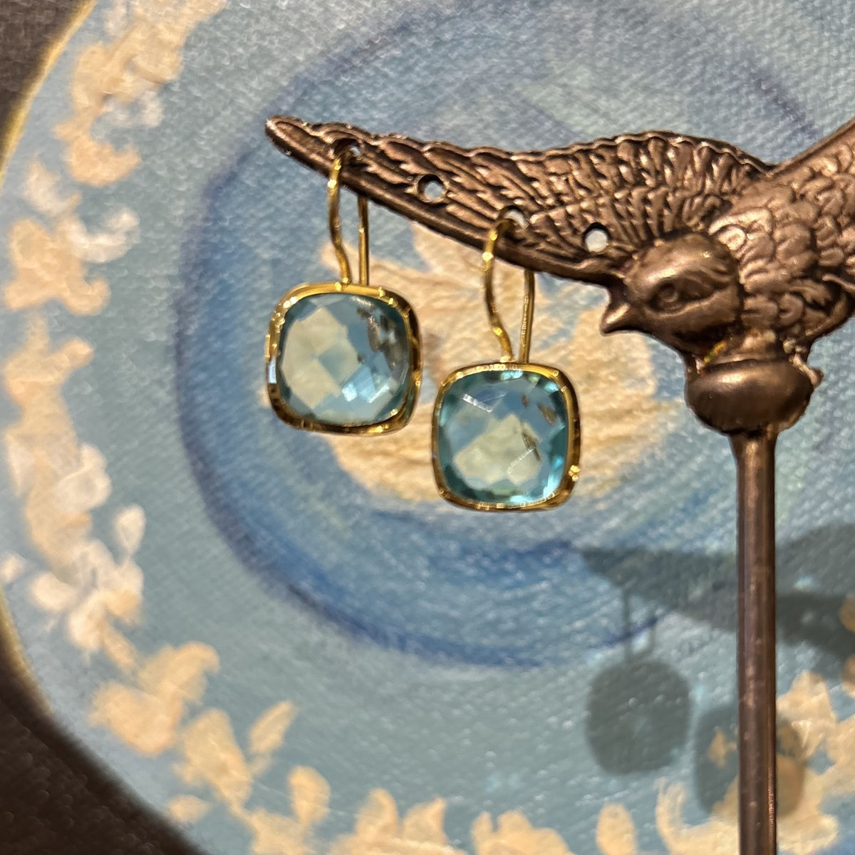 Topaz in Gold Drop Earrings