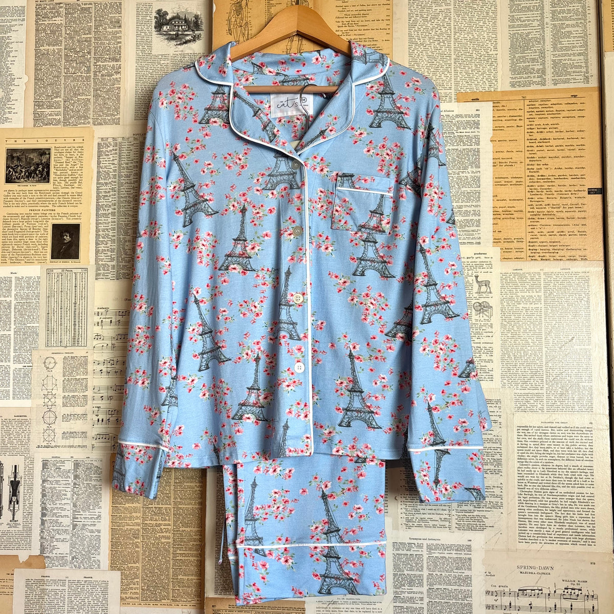 Petals Over Paris Pajama Set, Medium