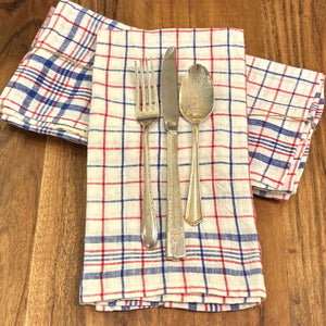 Blue & Red Bistro Linen Napkins, Set of 4