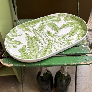 Green Floral Oval Platter
