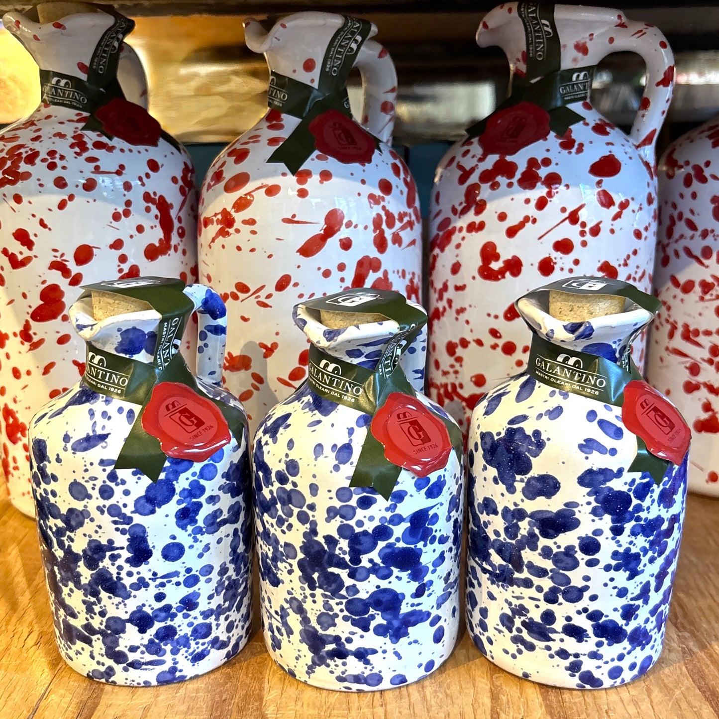 Small Cobalt Blue Splatterware Olive Oil