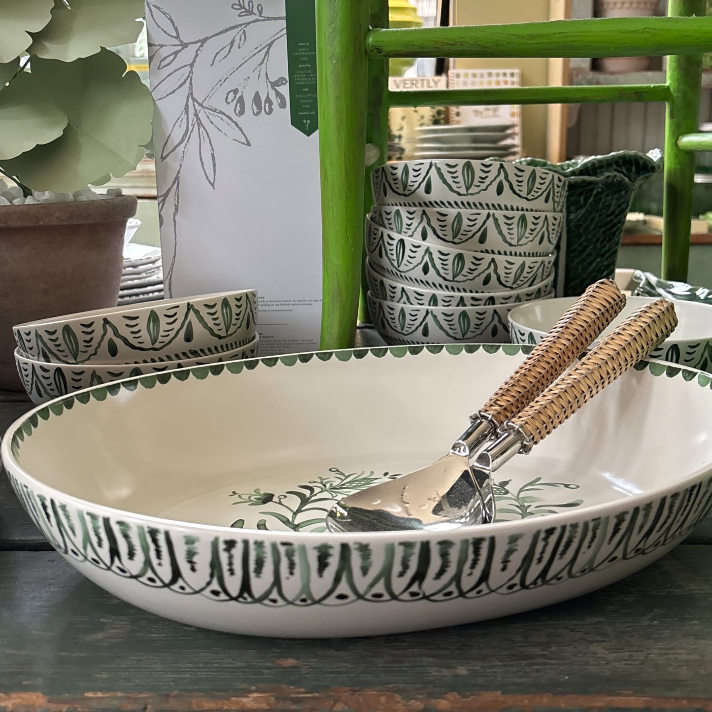 Sicily Green Serving Bowl