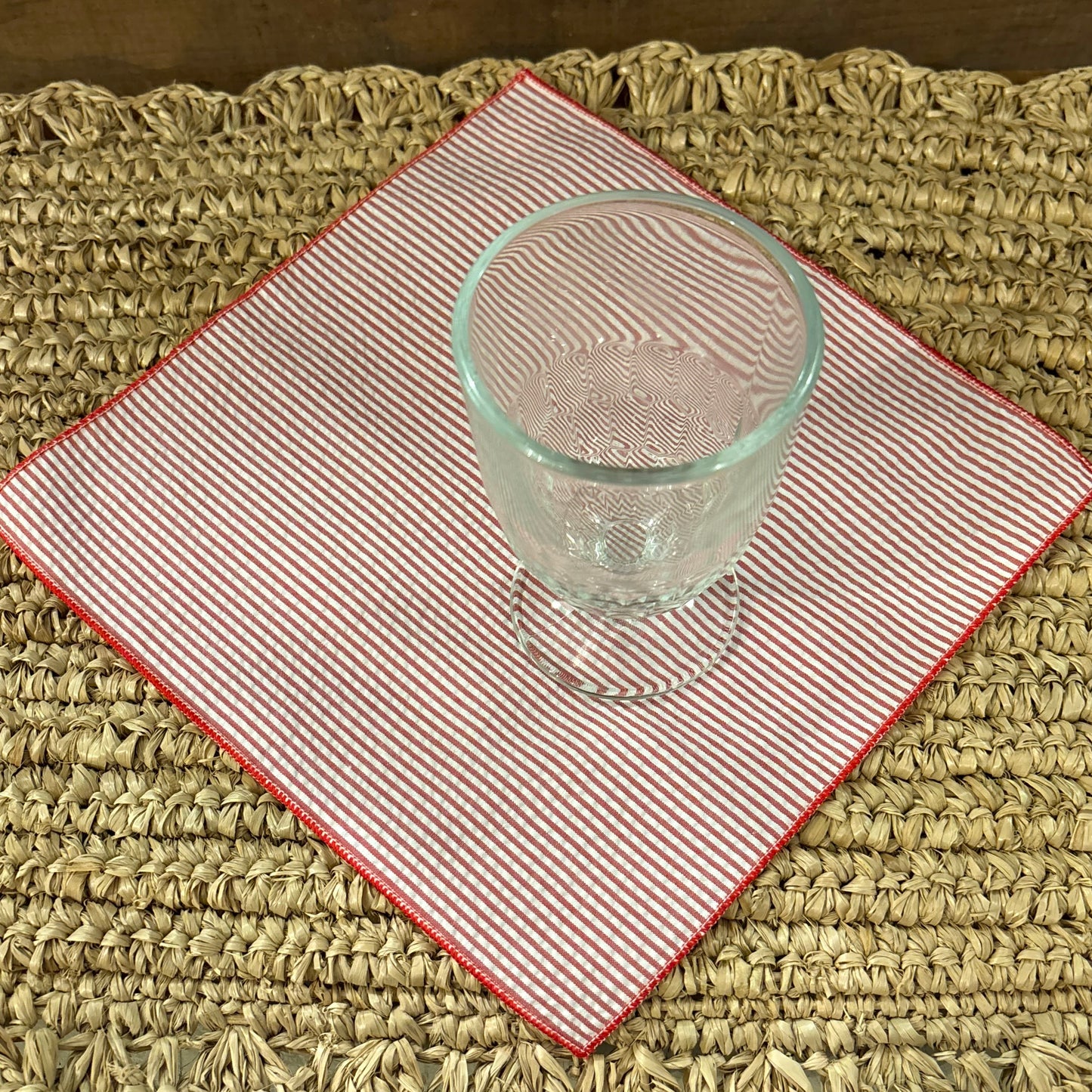 Red Seersucker Cocktail Napkin