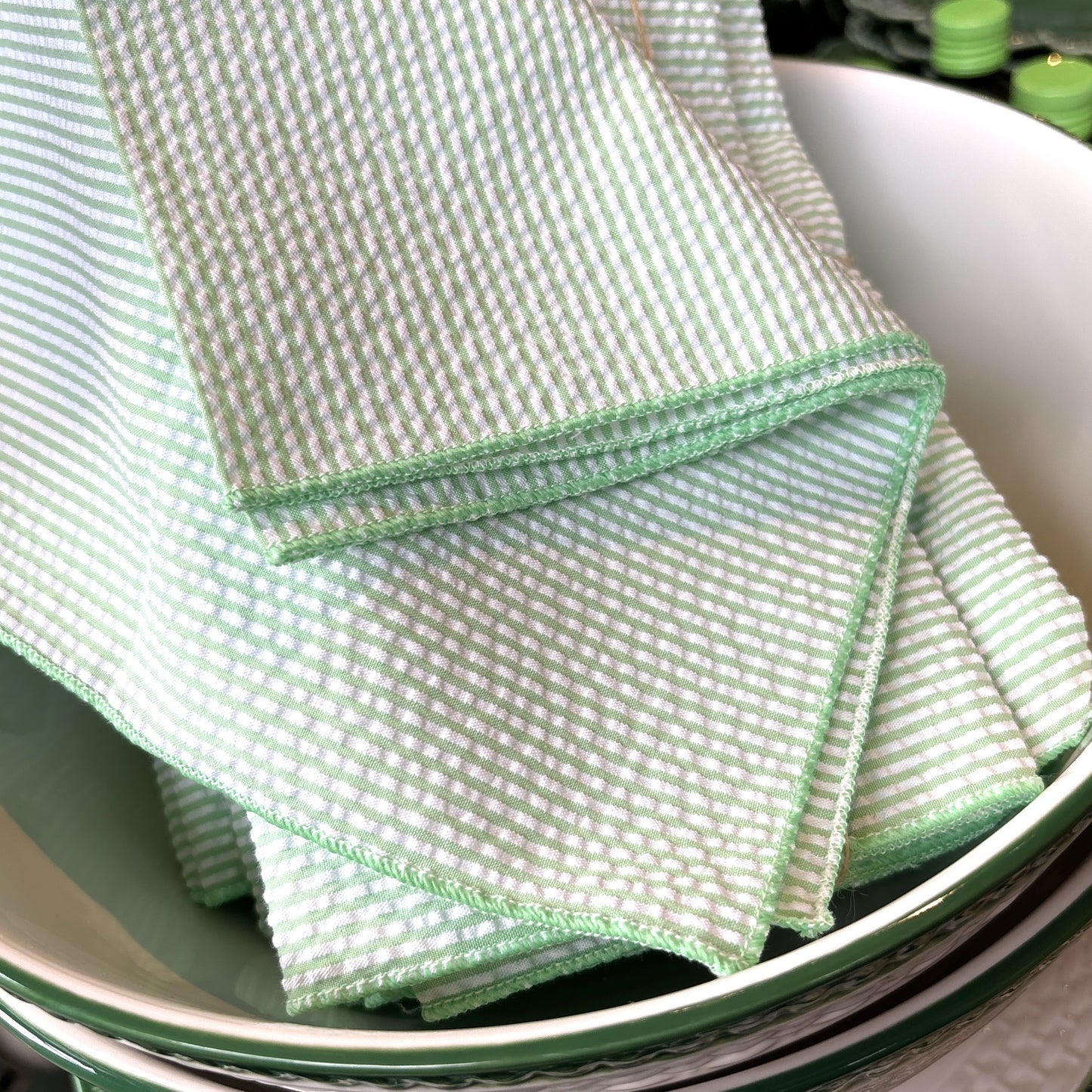 Green Seersucker Napkin Set