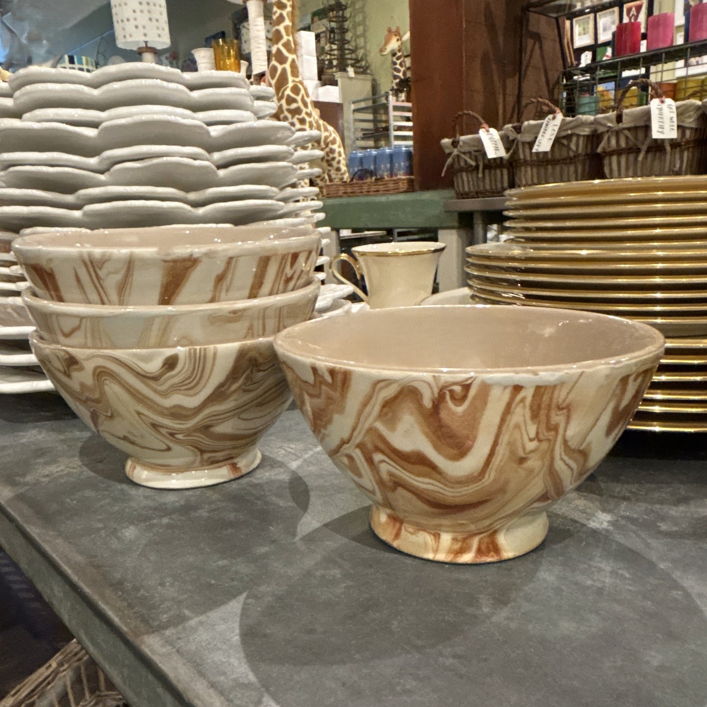 Marbled Orange Ceramic Bowl