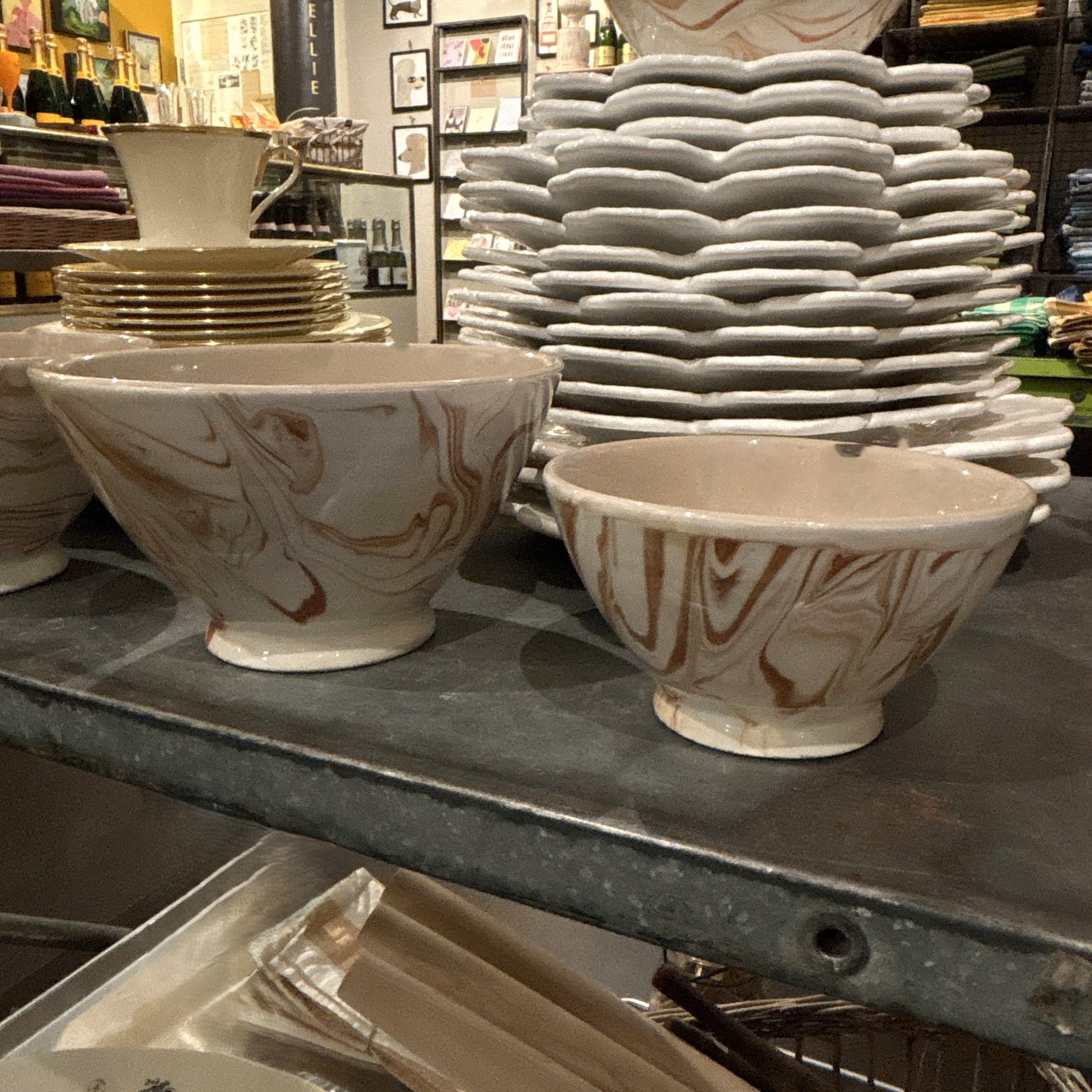 Marbled Orange Ceramic Ramen Bowl