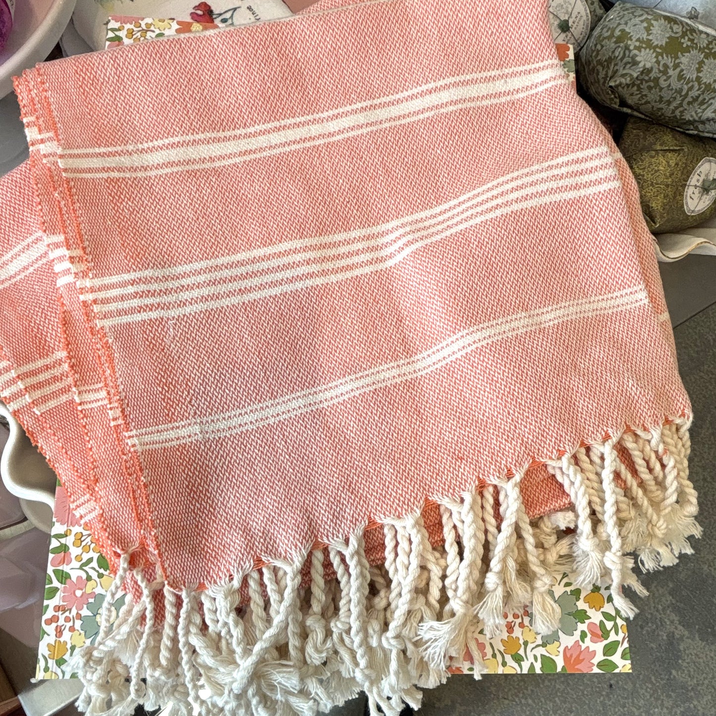 Turkish Kitchen Towel, Orange Stripe
