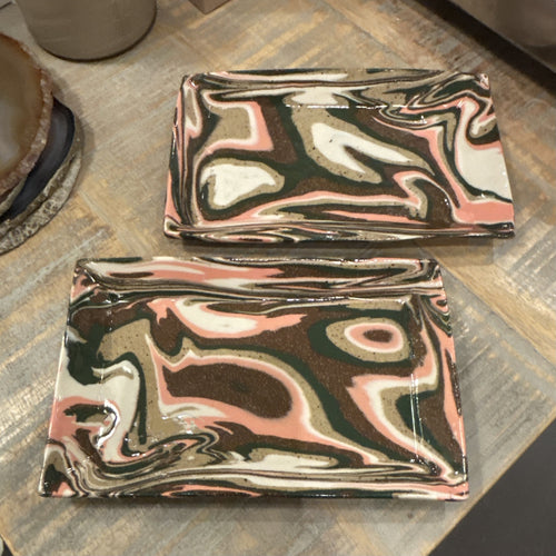 Speckled Ceramic Dish, Pink & Green