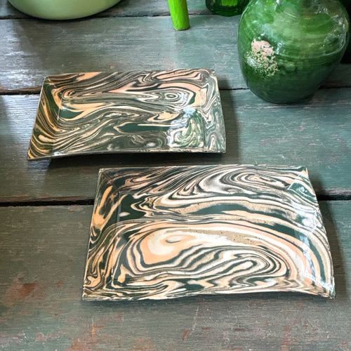 Speckled Ceramic Dish, Orange & Green