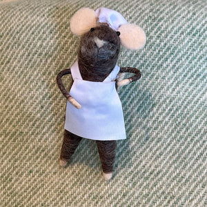 Grey Chef Mouse Ornament