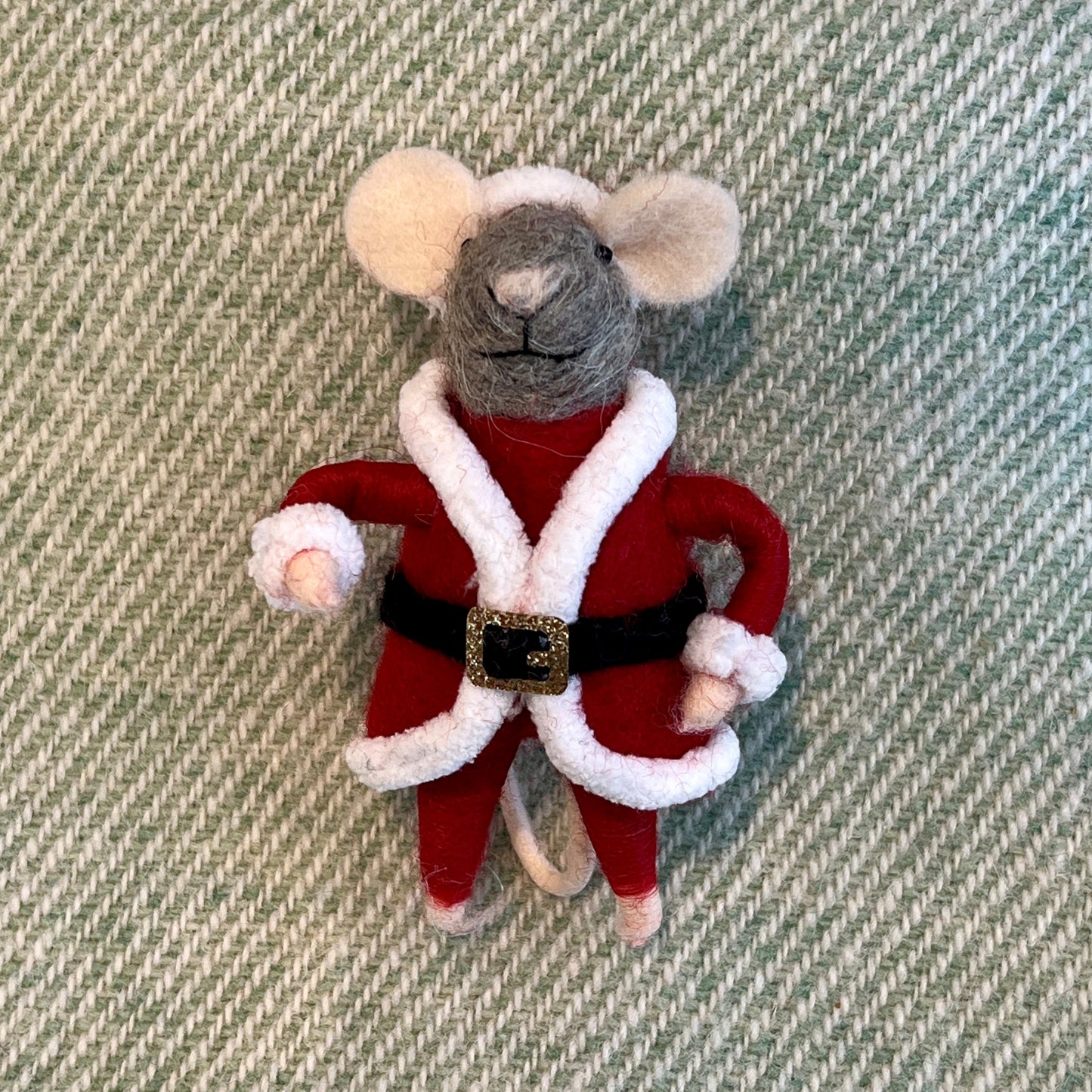 Grey Santa Mouse Ornament