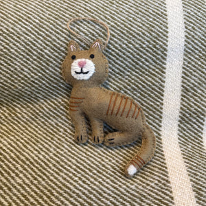 Brown Tabby Cat Felt Ornament