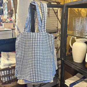 Indigo Navy Gingham Tote Bag
