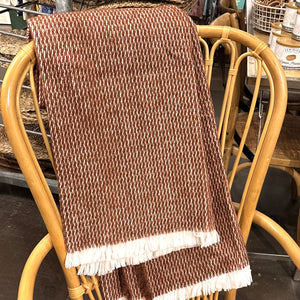 Red Pinstripe Pattern with Fringe Throw