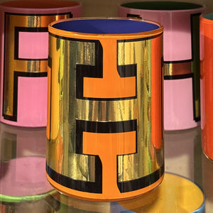 "H" Bright Orange Bridie Hall Brush Pot Figgins