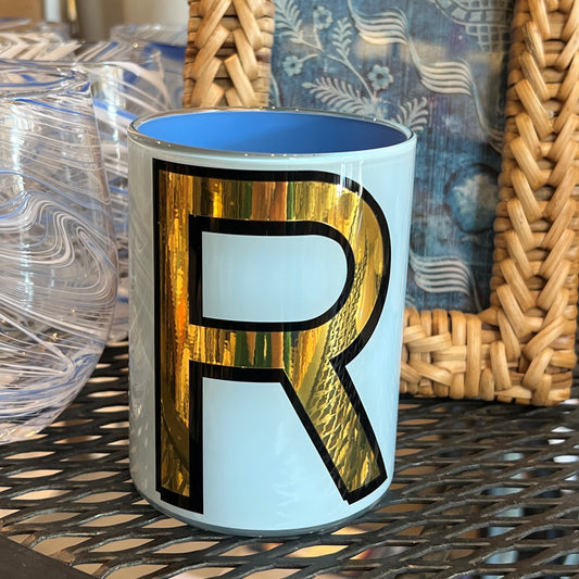 "R" Light Blue Bridie Hall Brush Pot