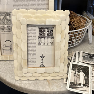 Scalloped White Bone Frame