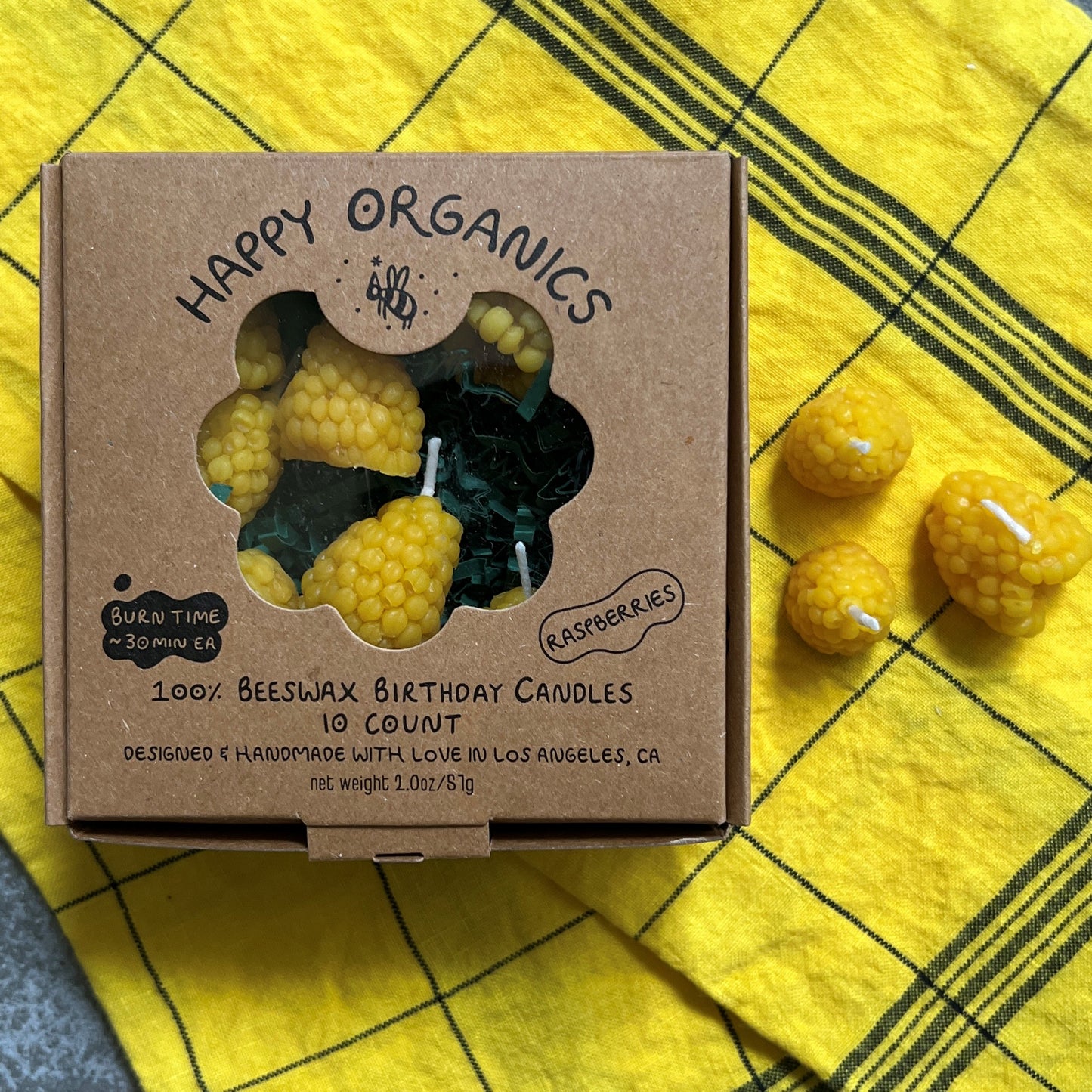 Golden Raspberry Birthday Candles