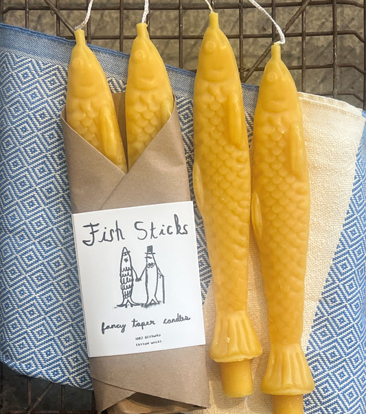 Fish Sticks Beeswax Taper Candle Set