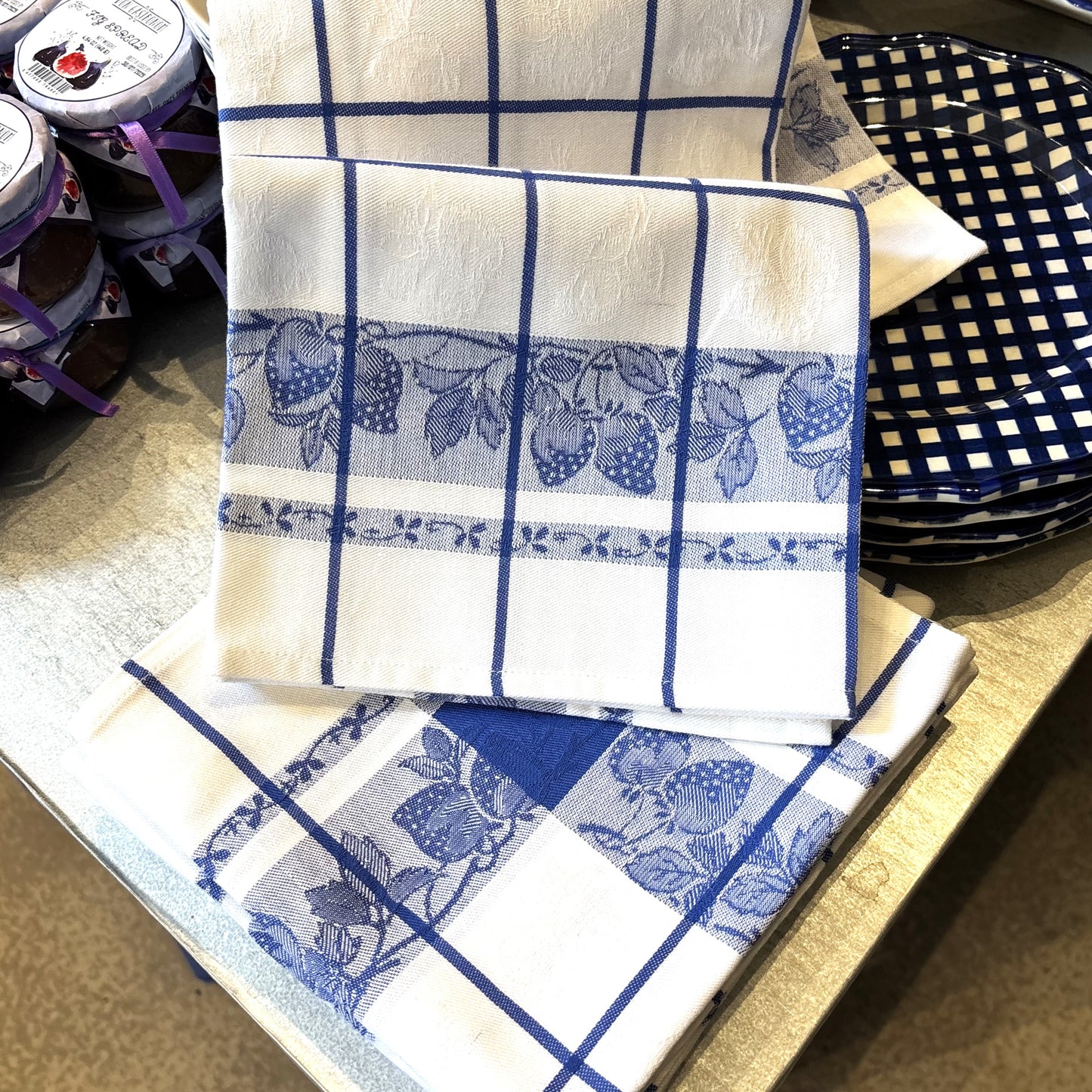 Fraises French Blue Tea Towel
