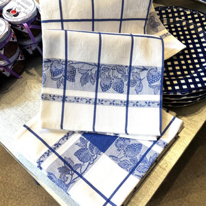 Fraises French Blue Tea Towel