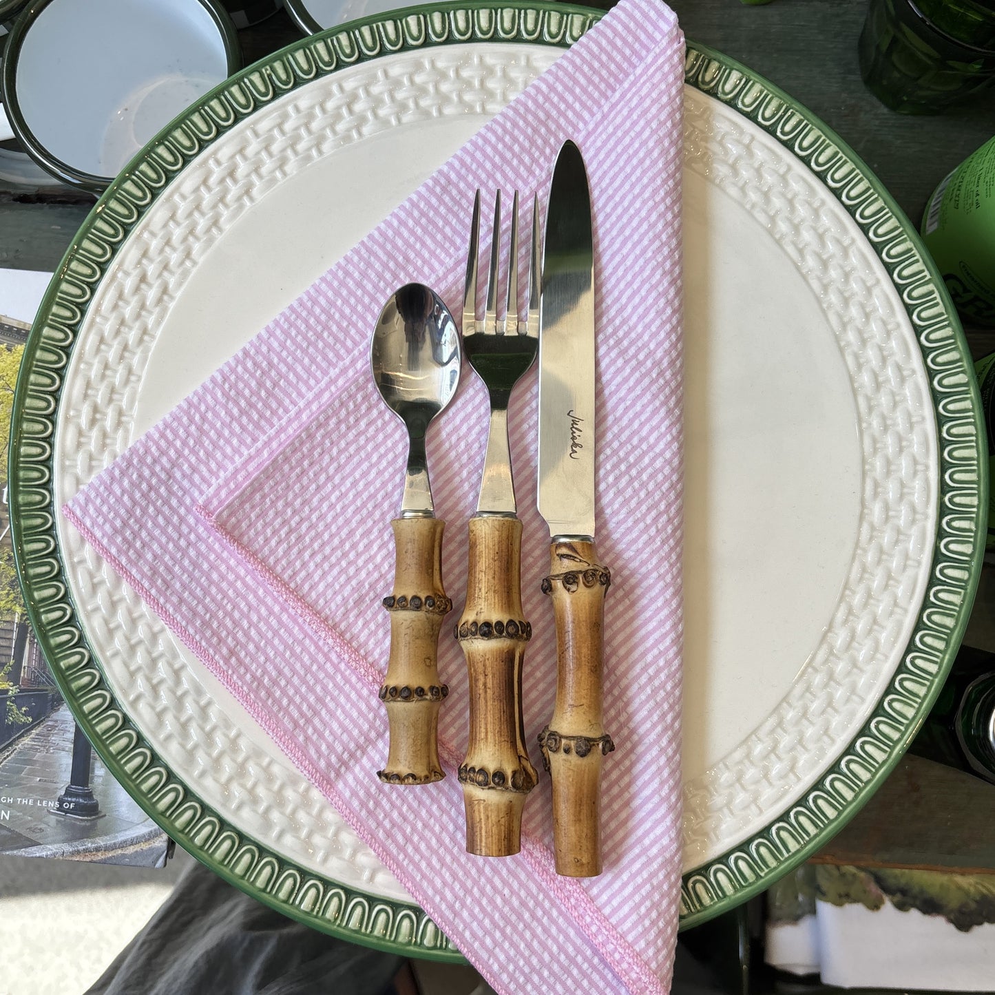 Pink Seersucker Napkin Set