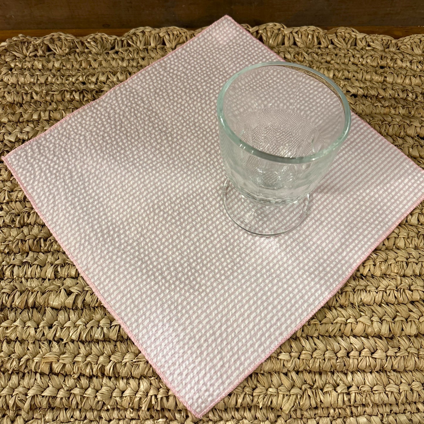 Pink Seersucker Cocktail Napkin