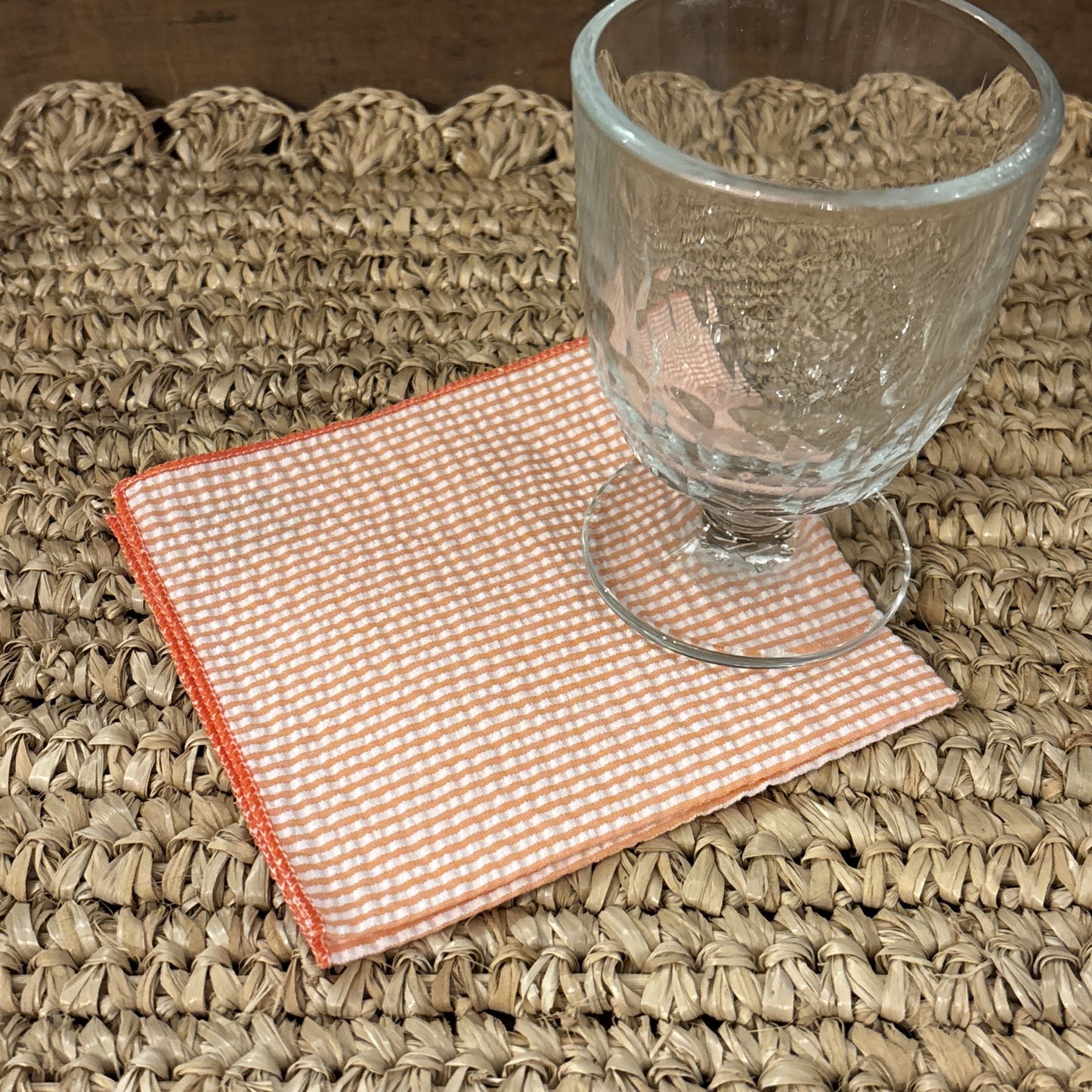 Orange Seersucker Cocktail Napkin