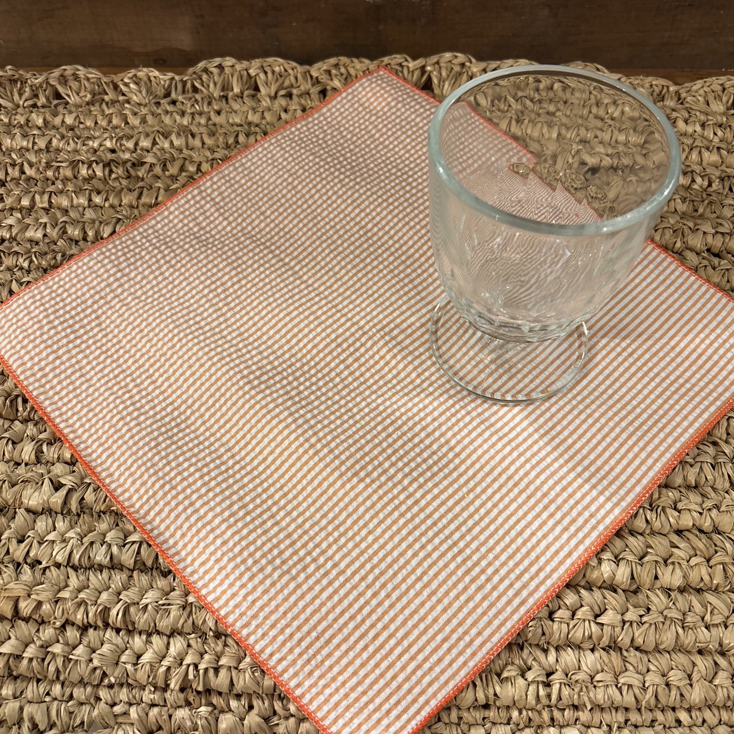 Orange Seersucker Cocktail Napkin