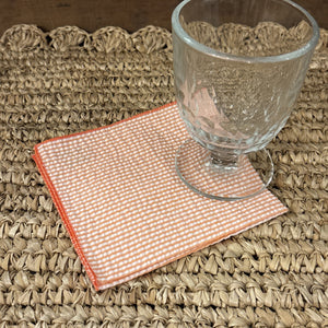 Orange Seersucker Cocktail Napkin