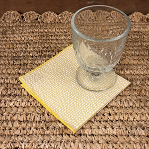 Yellow Seersucker Cocktail Napkin
