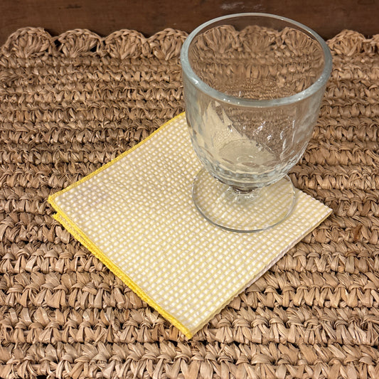 Yellow Seersucker Cocktail Napkin