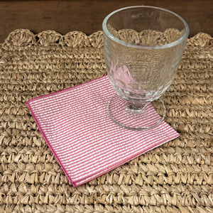 Hot Pink Seersucker Cocktail Napkin