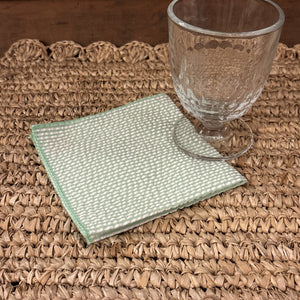 Green Seersucker Cocktail Napkin