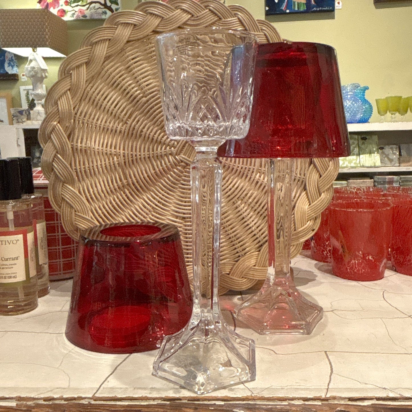 Dublin Red Shade Candle Lamp